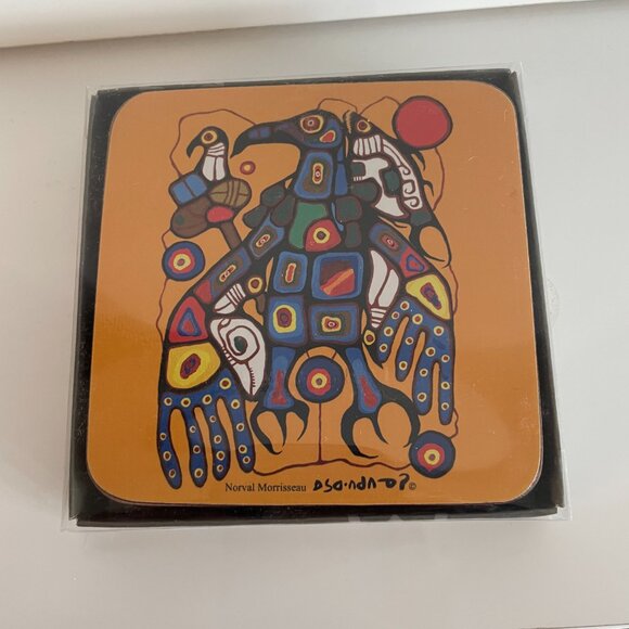 Norval Morrisseau Man Changing into Thunderbird Cork-Back Coasters NWOT - Picture 2 of 4